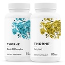 THORNE - Complejo B básico (60 cápsulas) " Vitamina D-5000 (60 cápsulas) Bundle - Apoyo a la producción de energía celular, salud cerebral y huesos saludables - Gluten, lácteos " libres de soja