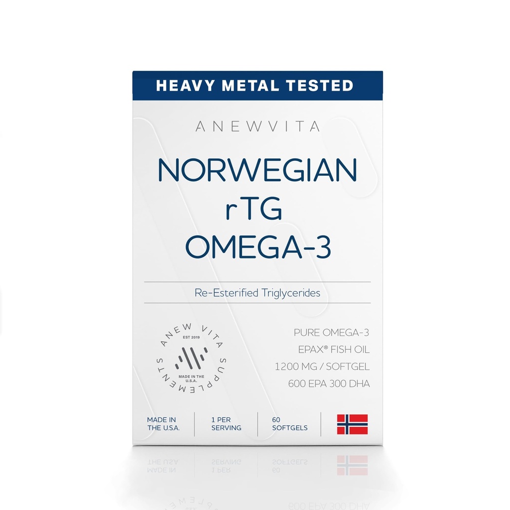 Norwegian rTG Omega 3 Fish Oil for Brain & Heart Boost, Triglyceride Fish Oil Omega 3 Suplementos, 300 DHA 600 EPA Omega 3 Softgels Essential Fatty Acids for Eyes, Skin & Joints, 1200mg, 60 Servings