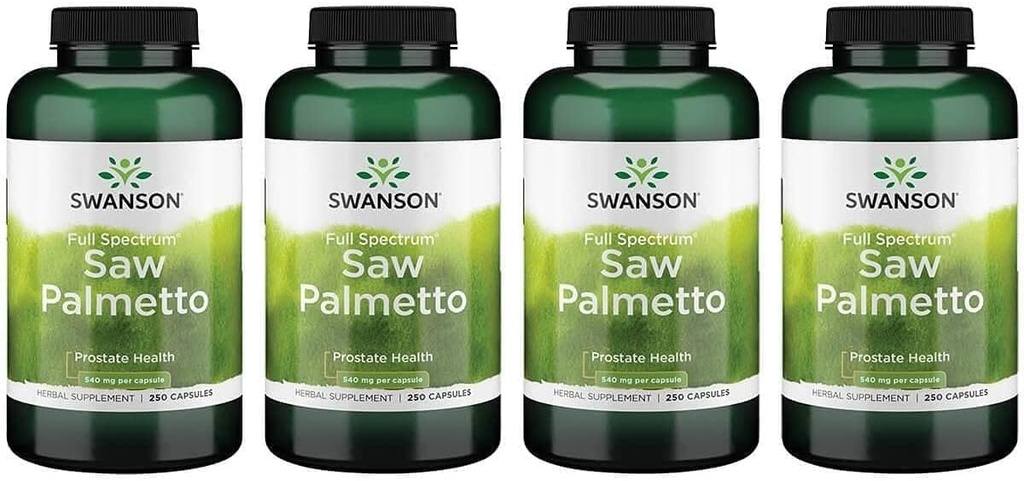 Swanson Saw Palmetto - Suplemento Herbal Promoción de la Salud Masculino Prostata Apoyo - Suplemento Natural del Pelo & Apoyo a la Salud orina (540 mg 250 cápsulas) (4 Pack)