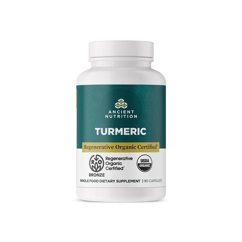 Antigua Nutrición Regenerativa Cápsulas Turméricas certificadas orgánicas, una vez al día, Use como suplemento conjunto y apoya la inflamación, Gluten Free, Paleo y Keto Friendly, 90 Conde