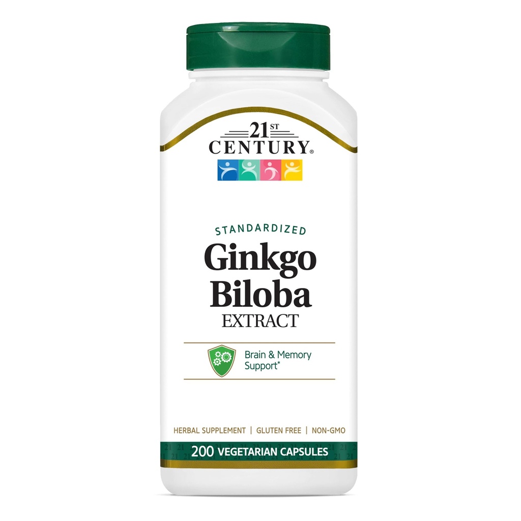 Siglo XXI Ginkgo Biloba Extracto Veg-Capsules, 200-Count (21687)