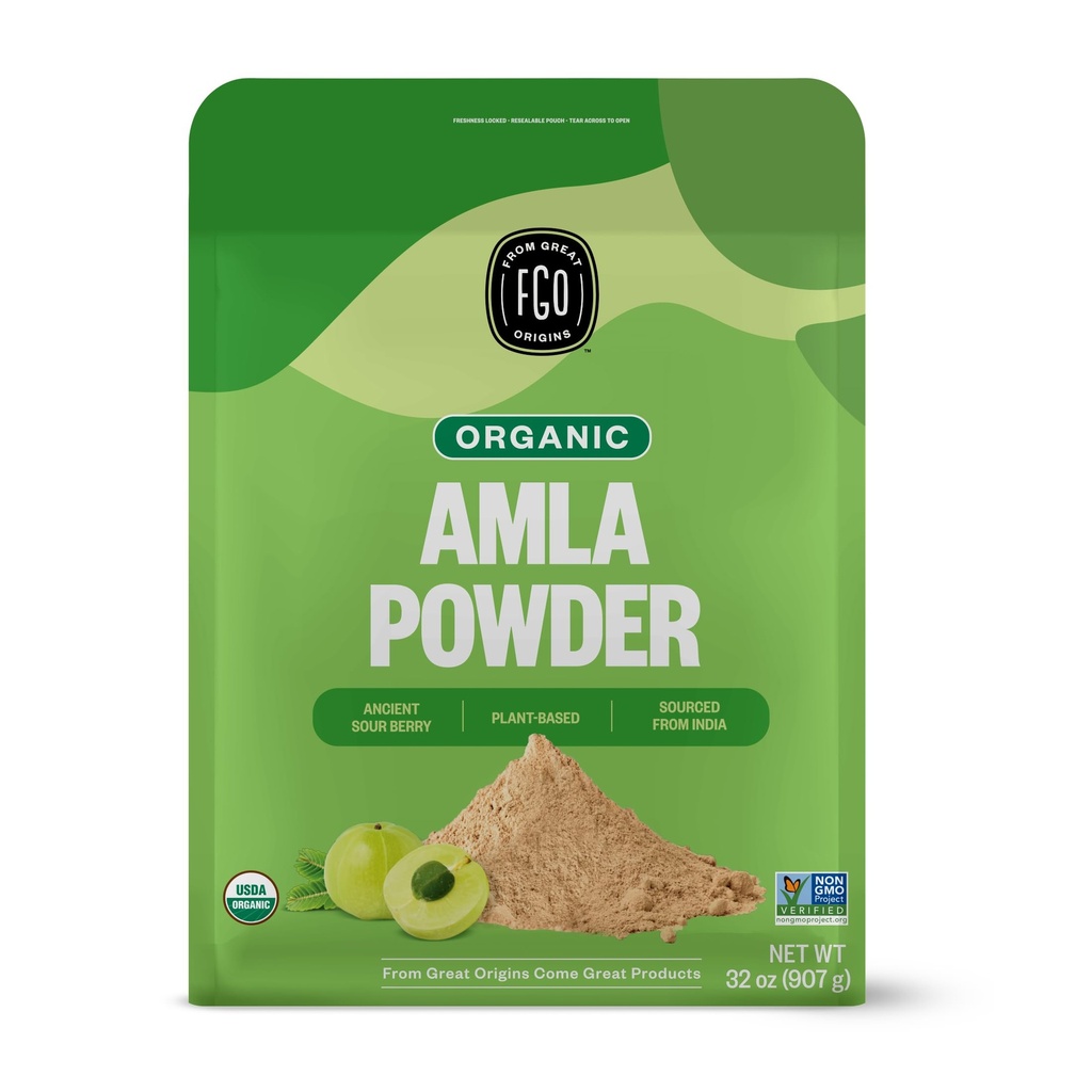 FGO Orgánica Amla Powder, 2 Libra / 32oz, USDA Organic Indian Gooseberry (Amalaki), Non-GMO, Vitamina Natural C - 100% Raw y Natural (Pack of 1)