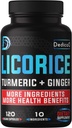 Licorice Root Capsules 4 Meses 6800mg para la piel, Digestión & Immune Health Support - 10in1 Mixed Turmeric Curcumin, Ginger Root, Peppermint Leaf &amp; others - Non-GMO - 120 Vegan Capsules