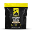 Ascent 100% Whey, Native Whey Protein Blend - Clean Post Workout Recovery, Digesting, Zero Artificial Flavors &amp; Sweeteners, Gluten Free, 5.5g BCAA, 2.6g Leucine, Vanilla Bean 4 lb.
