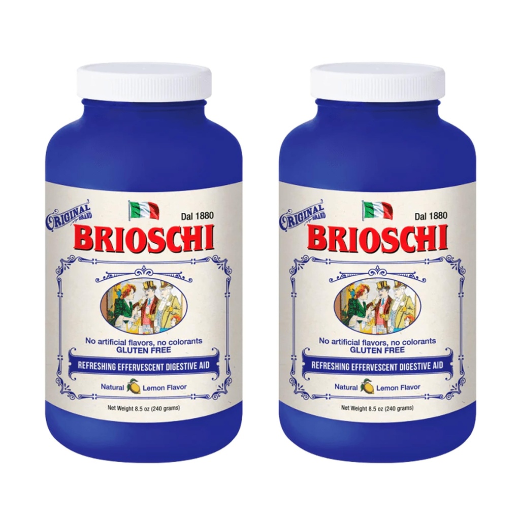 Brioschi Italian Lemon Flavored Effervescent Heartburn, Upset Stomach, Acid Indigestion, 8,5 oz bottle (Pack of 2)