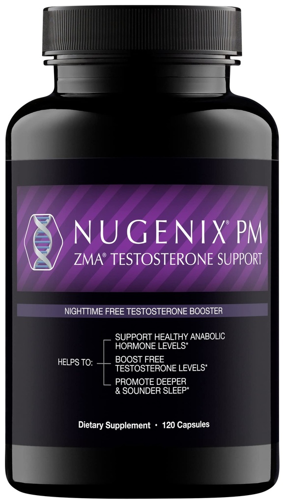 Nugenix PM ZMA - tiempo nocturno Boosterona libre y soporte para dormir, 120 cuenta