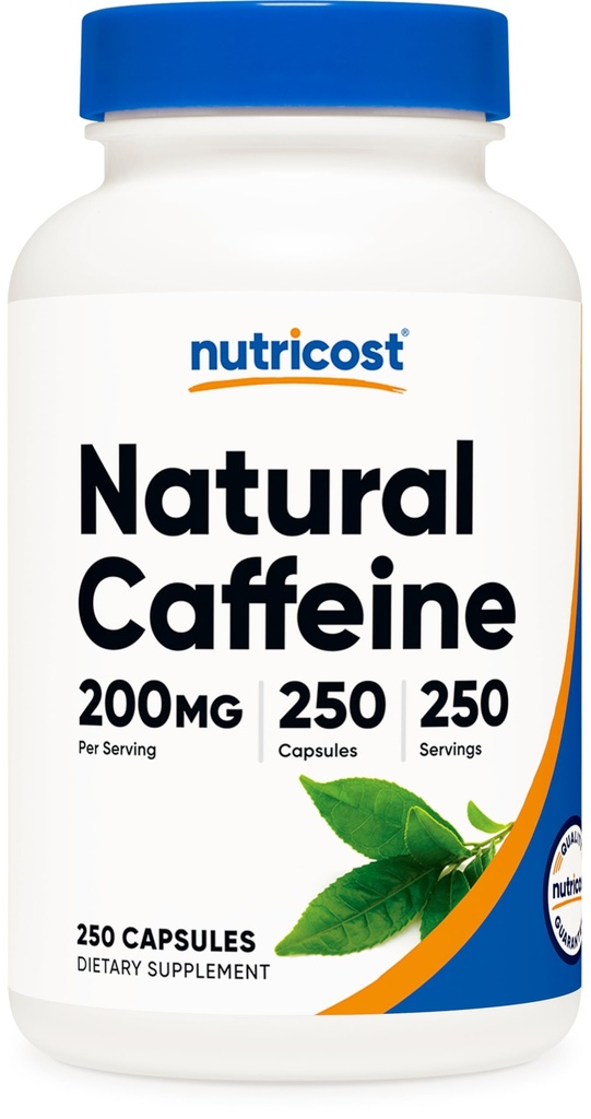 Nutricost Natural Caffeine 200mg, 250 cápsulas vegetarianas - Gluten Free, Non-GMO
