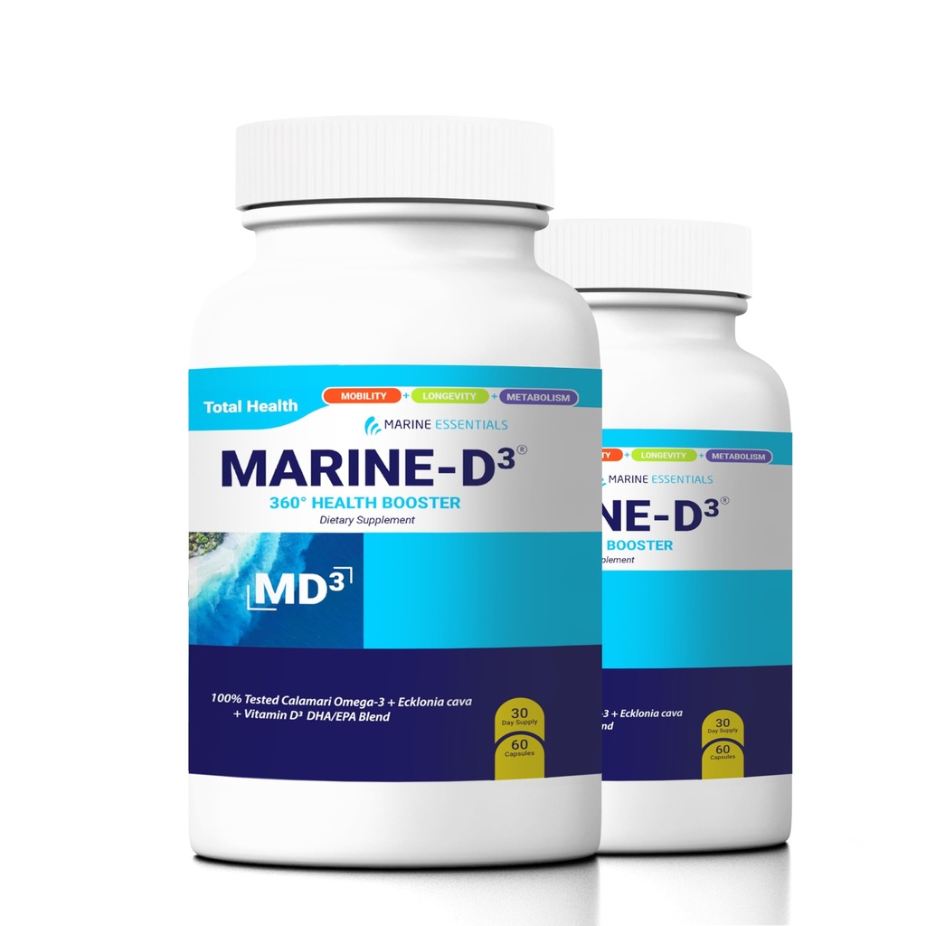 Marine Essentials- Marine D3 Omega 3 Calamari Ecklonia Cava DHA (2 Botellas - 120 Capsules)