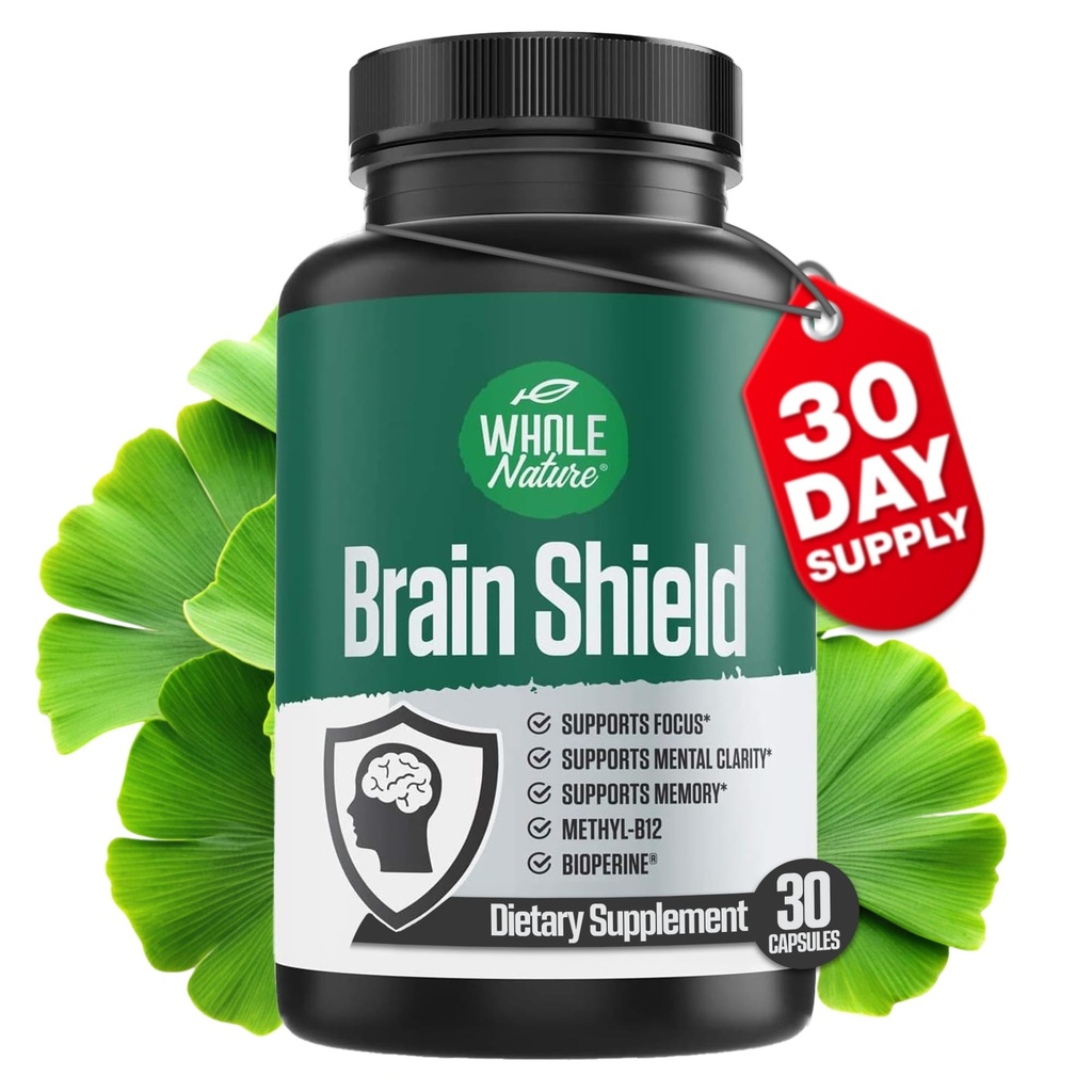 Cerebro Booster Nootropics - Escudo de Cerebro con Ginkgo Biloba, Alpha GPC y Bacopa Monnieri, Vitamina B12, B3 - Foco de Apoyo, Memoria & Claridad, Energía &amp; Stress Relief. (1)
