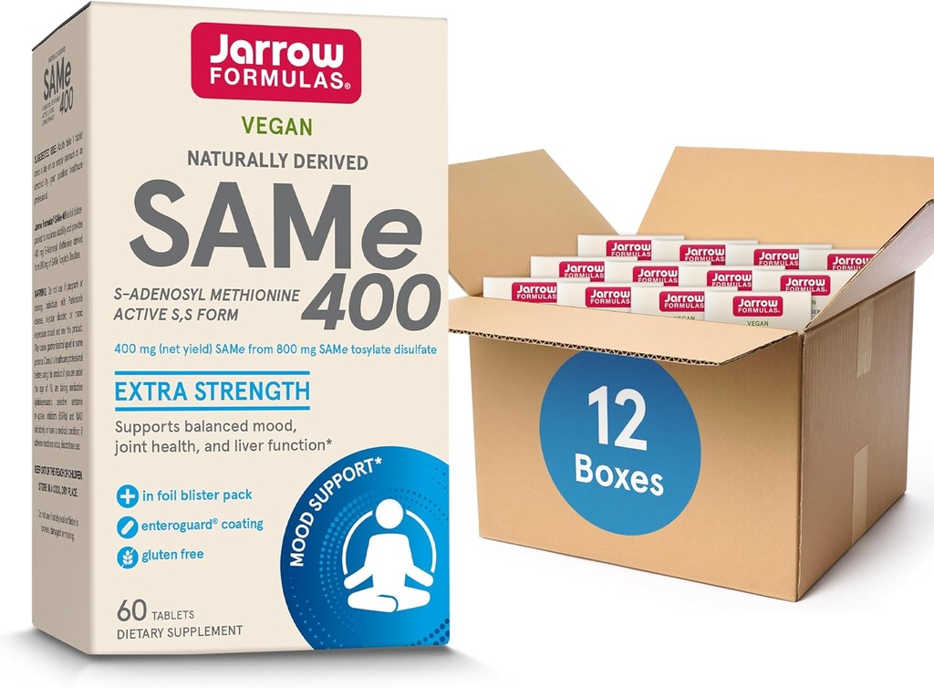 Fórmulas Jarrow Mismo 400 mg, soporta la salud conjunta, función del hígado, metabolismo cerebral, 60 tabletas, hasta un suministro de 60 días,Pack de 12