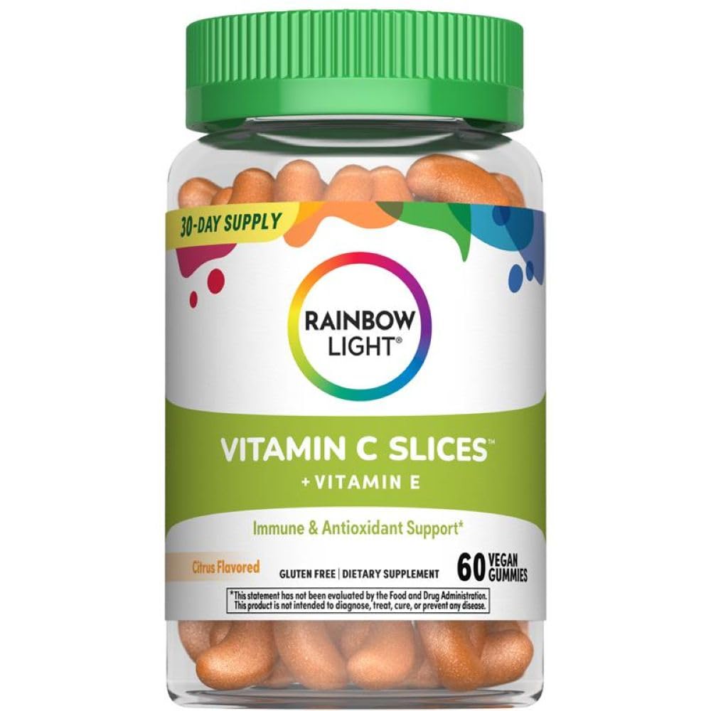 Rainbow Light High-Potency Vitamin C Gummies, Suplemento Gummy proporciona soporte antioxidante e inmunológico, con vitamina C, Vegan y Gluten Gratis, 60 Con