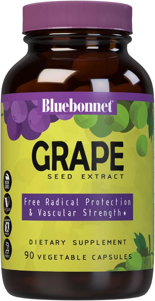 BlueBonnet Super Fruit Grape Seed Extract Suplemento, 90 Cuenta