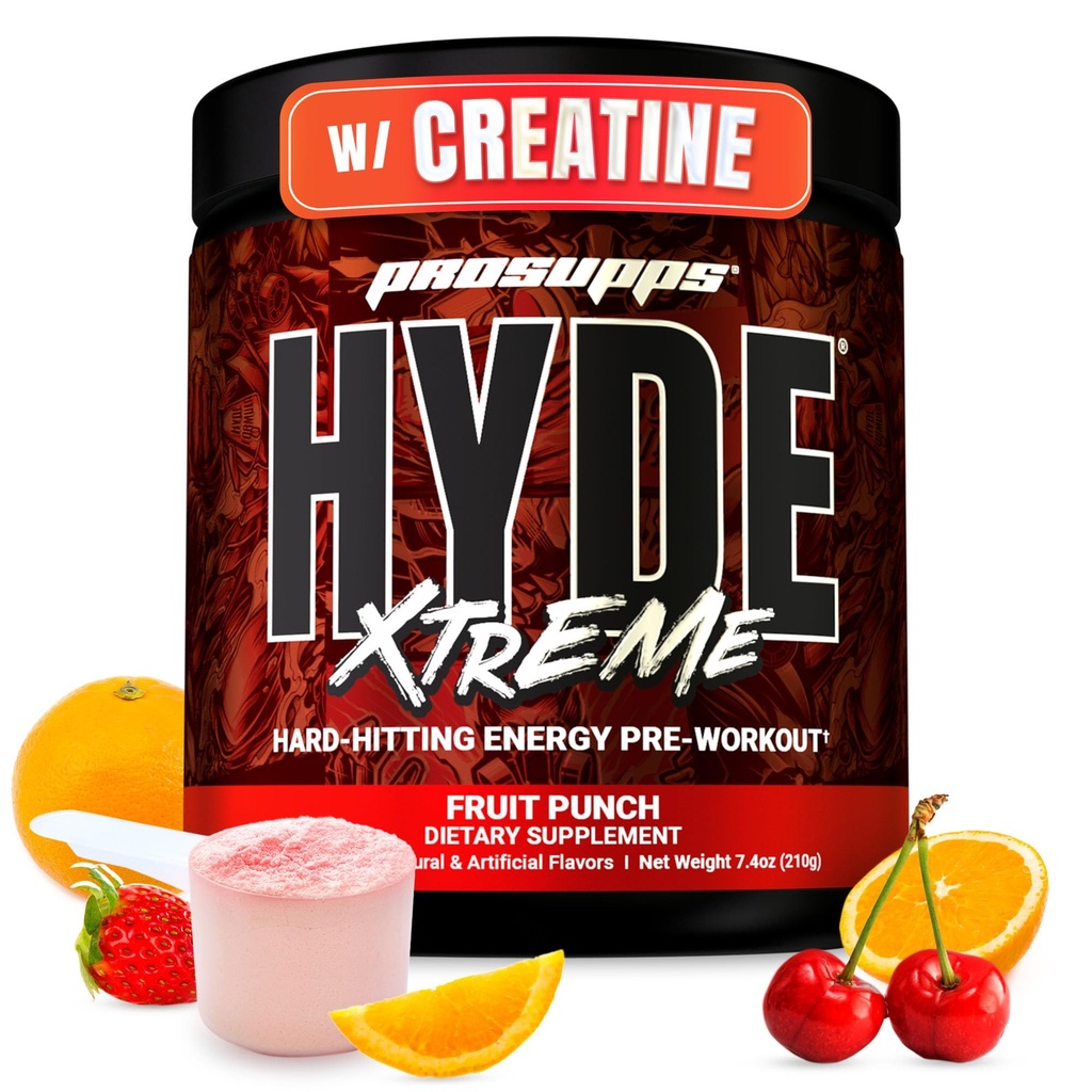 PROSUPPS Mr. Hyde Xtreme Pre Workout Powder with Creatine, Beta Alanine &amp; Caffeine – Extreme Energy, Pumps, Focus &amp; Performance - Fitness &amp; Gym Supplements for Men &amp; Women (Fruit Punch, 30 Servings)