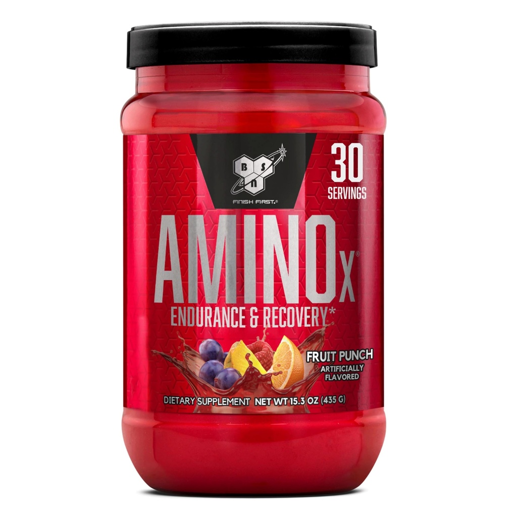 BSN Amino X Muscle Recovery " Endurance Powder, BCAAs, 10 Gramos de Aminoácidos, Keto Friendly, Caffeine-Free, Support Endurance, Zero Sugar, Fruit Punch, 30 porciones, 15.34 Ounce (Packaging May Vary)