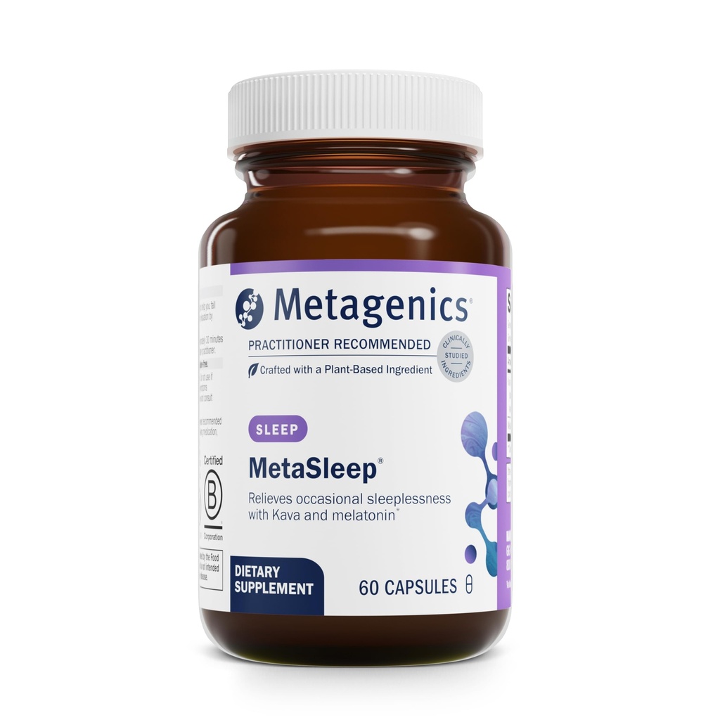 Metagenics - MetaSleep - Melatonina de doble capa con suplemento de sueño Kava - 60 cápsulas (Pack of 1)