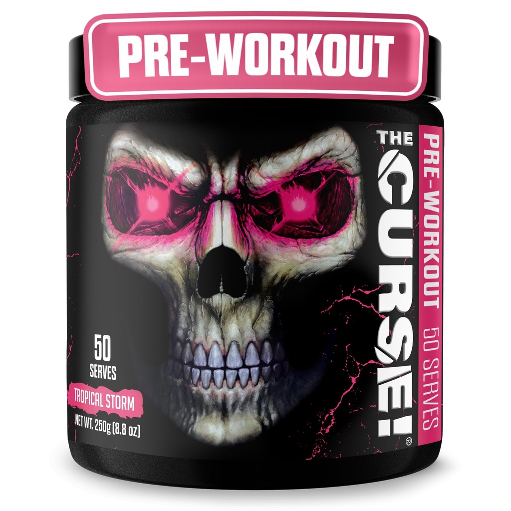 ¡JNX lanza la maldición! Pre Workout Powder for Men &amp; Women, Caffeine, Beta-Alanine, Creatine, L-Citrulline, 50 Servings, Tropical Storm Flavor – Boost Energy, Strength & Focus