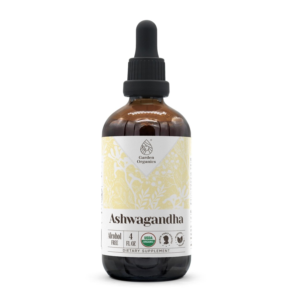 Ashwagandha USDA Orgánica Extracto Libre de Alcohol Silencioso Suplemento dietético, Alta Potencia Tintura Silencio Natural Certificada Ashwagandha Orgánica (Conania Somnifera) Root seco (4 oz)