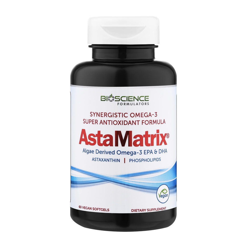 AstaMatrix® Algal Omega 3 DHA EPA Astaxanthin Phospholipids sometido Vegan-Friendly Alternative to Krill Oil or Fish Oil TEN 60 Vegan SoftGels