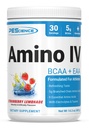 PEScience Amino IV BCAA &amp; EAA Powder, Aminoácidos Esenciales, Taurine, Electrolitos para Hidratación y Recuperación de Musculos, Azúcar Gratis para Mujeres, Post Workout - Strawberry Lemonade, 30 Servimientos