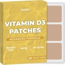 D3 Patches (Pack of 60) - 100% Natural D Patch for Women and Men - con Calcio, Magnesium, K2 - Immune & Body Support - Fórmula mejorada