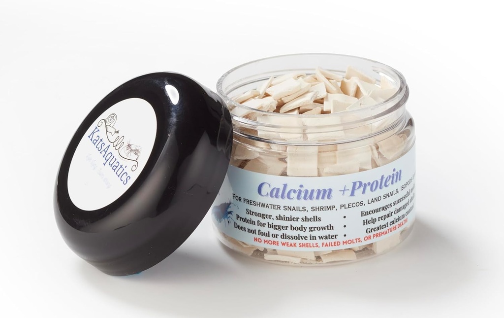 Calcio + Proteína, para cascos fuertes, moldes saludables, 100% natural, no disuelve en el agua, hundimiento rápido para camarones acuáticos, caracoles, plecos y más! Biólogo Made in USA