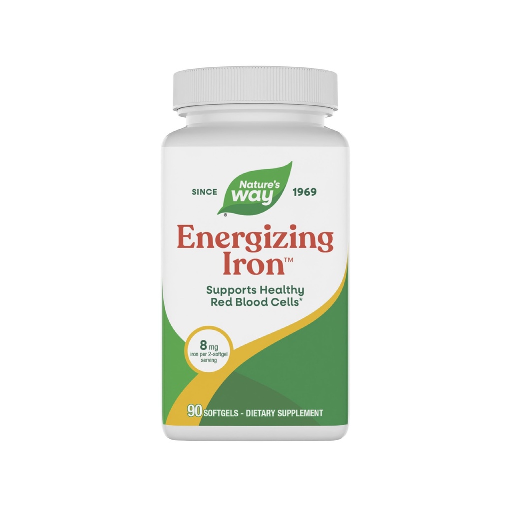 Camino Energizante de la Naturaleza Hierro - Red Blood Cell Support* - 8 mg Iron, -200 mcg de Cyanocobalamin & vitamina B12 por 2-Softgel Serving - Gluten Free - 90 Softgels