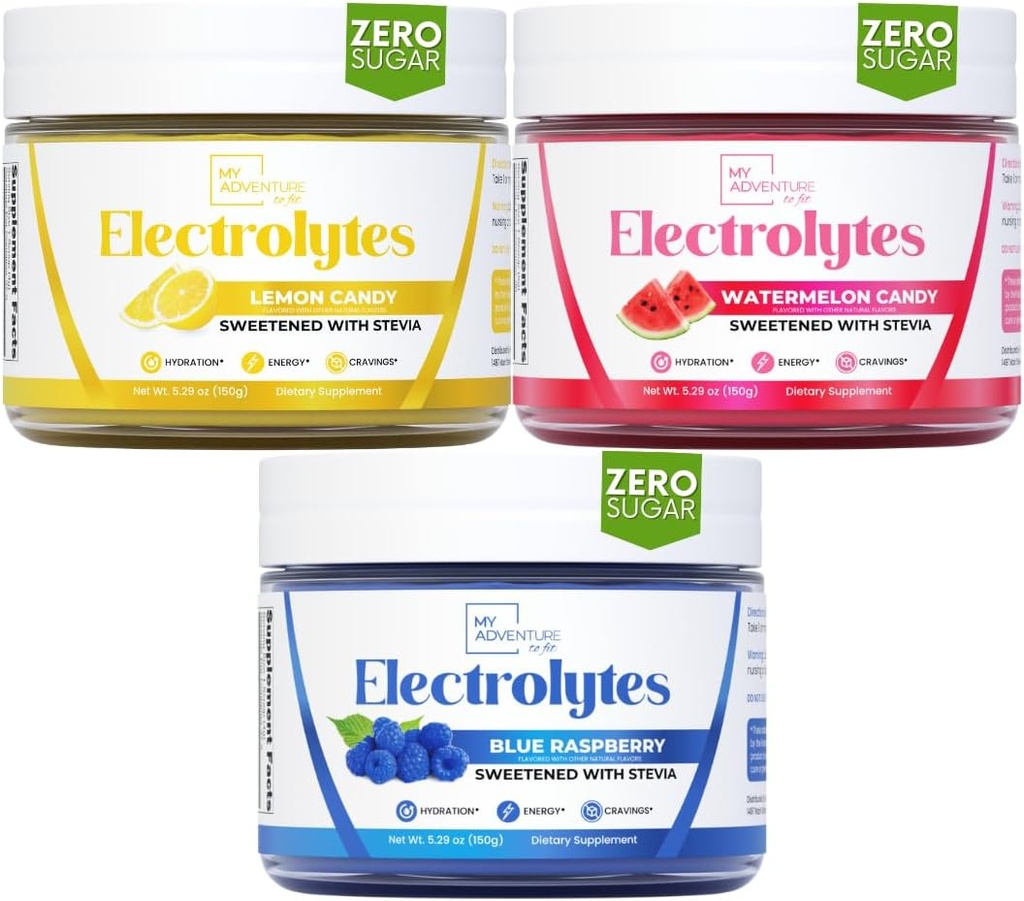 Mi aventura a Fit Blue Raspberry, Lemon Candy, Watermelon Candy Electrolytes Bundle