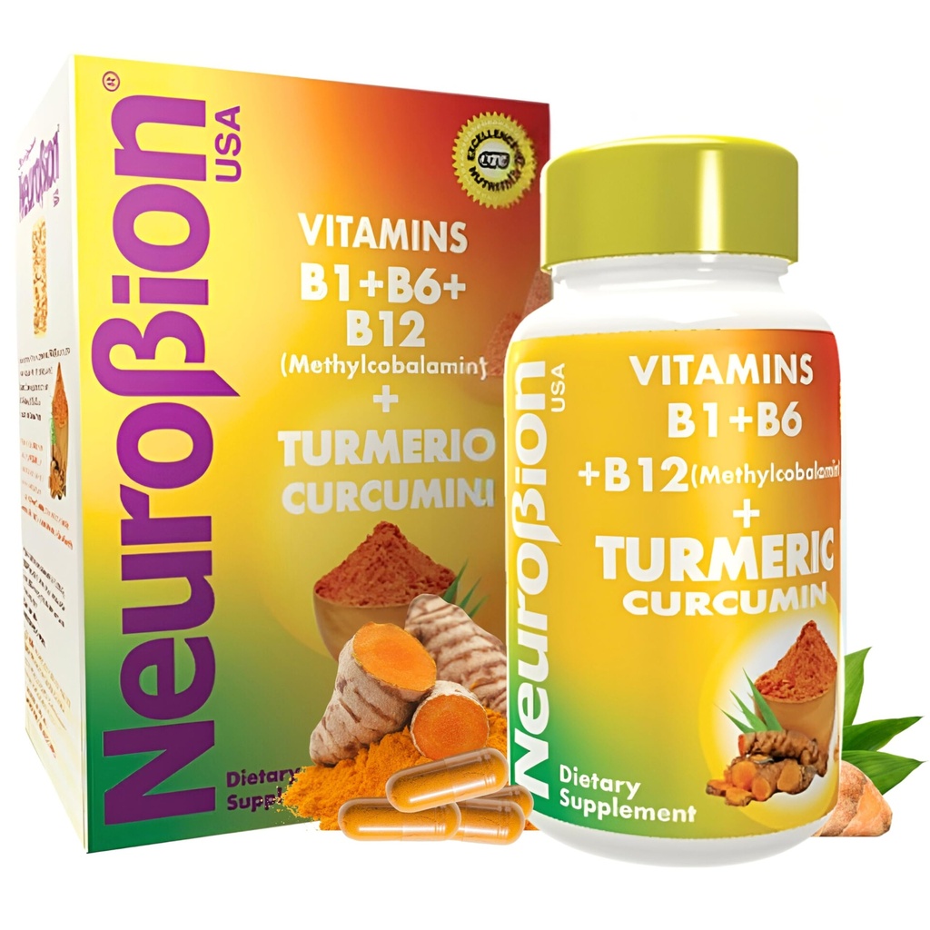 Neurobion Turmeric Curcumin 650 mg Suplemento herbario para soporte antioxidante, alta absorción ultra potencial Suplemento multivitaminas Complejo con B12, 40 cápsulas