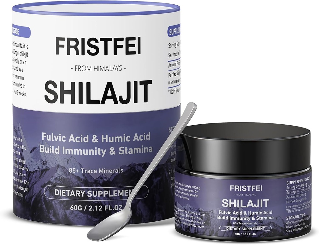 Shilajit Puro Himalayan Orgánica Grado de Oro Natural Shilajit Resin para Hombre Mujeres - Himalayn Shilajit con 85+ Trace Minerals & Ácido Fulvic, 60 Gramos