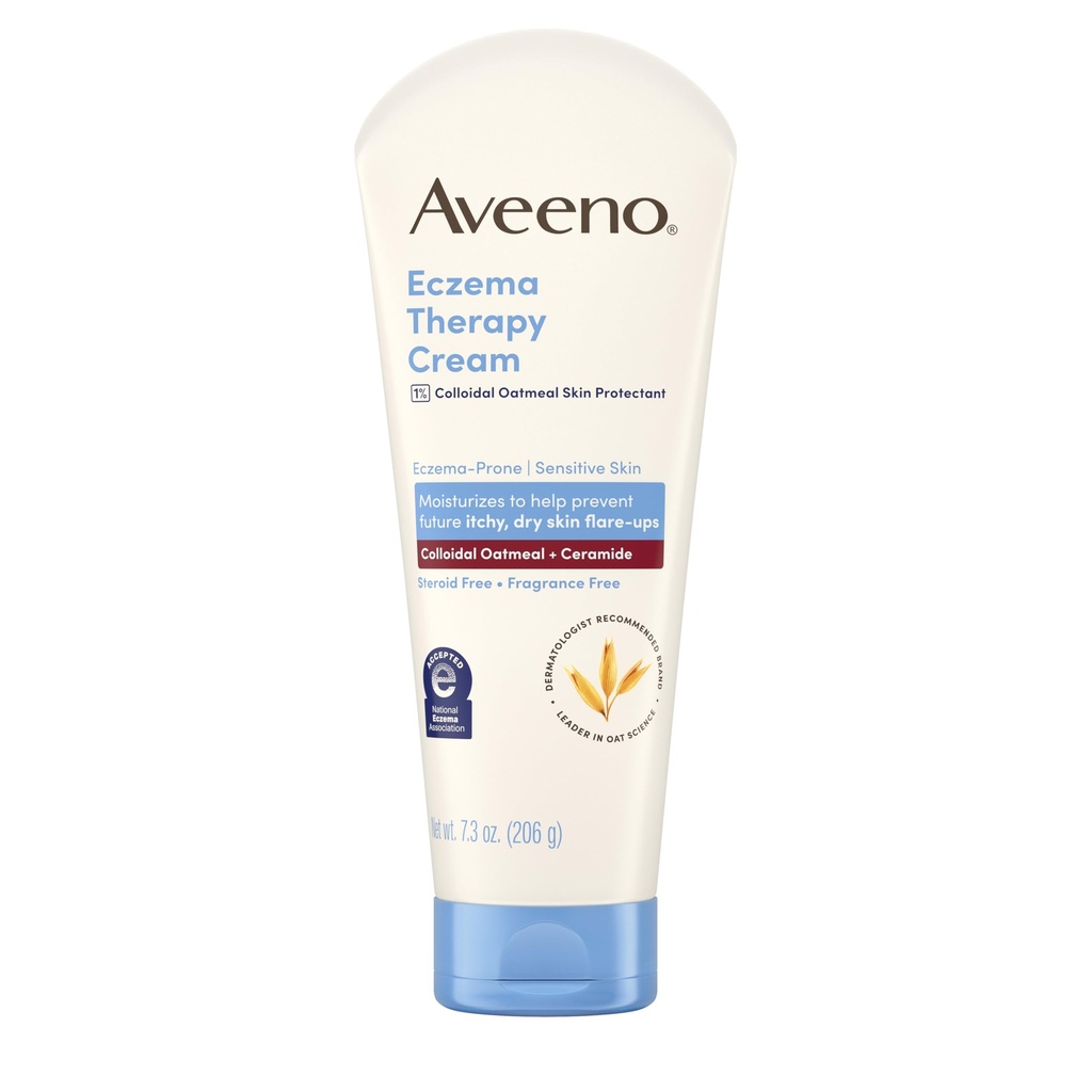 Terapia Aveeno Eczema Crema corporal hidratante diaria para la piel sensible, calmante crema de alivio eczema, avena fría " Ceramida para la piel seca " , sin esteroides " fragancia, 7,3 oz