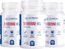 Efectos clínicos Berberine HCL - Berberina pura 1200mg - Soporte para el hígado - Suplemento vegano - 3 Pack - Hecho en EE.UU.
