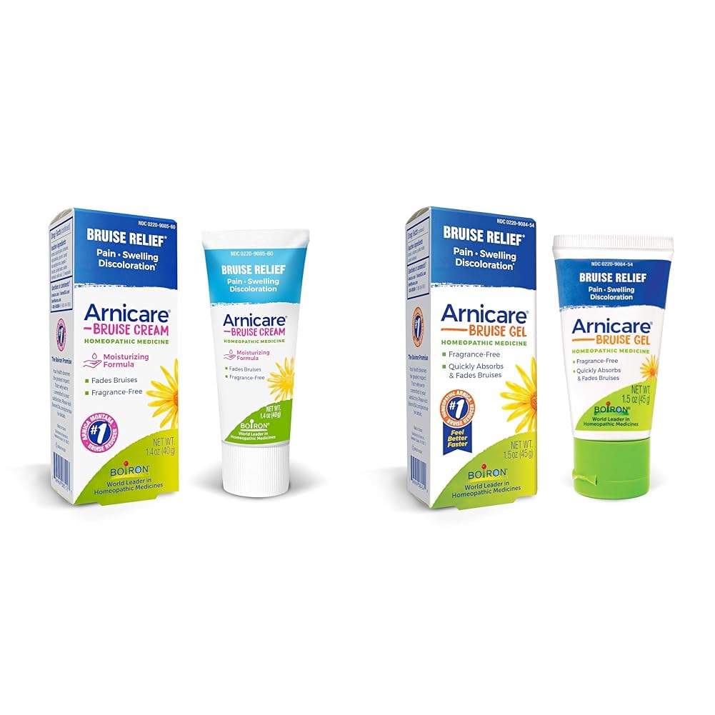 Boiron Arnicare Bruise Cream y Gel para el alivio del dolor de Bruising, Hinchazón o Discoloration - 1.4 oz Cream &amp; 1.5 oz Gel
