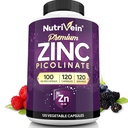 Nutrivein Premium Zinc Picolinate 100mg - 120 cápsulas para adultos: Alta absorción Zinc Picolinate Suplementos - Nourishment esencial para el bienestar general - Max Bioavailability
