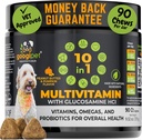 Googipet Premium 10 en 1 Vitaminas para perros Multivitamínico Agrietado con Probióticos para Gut Health, Vitaminas y Suplementos para perros w/Vitamin C & Glucosamina para Soporte Conjunto (Peanut Butter & Pumpkin Flavor)