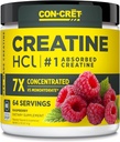 CON-CRET Creatine HCl Powder ← Muscle, Cognitive, Cellular Energy Support Silencio No Bloating or Cramps  USA Made & NSF Certified ← Raspberry (64 Serving)