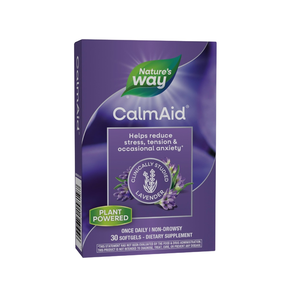 Camino de la naturaleza CalmAid, Ayuda a manejar estrés y tensión*, Lavanda clínicamente estudiada, No-Drowsy, 30 Softgels