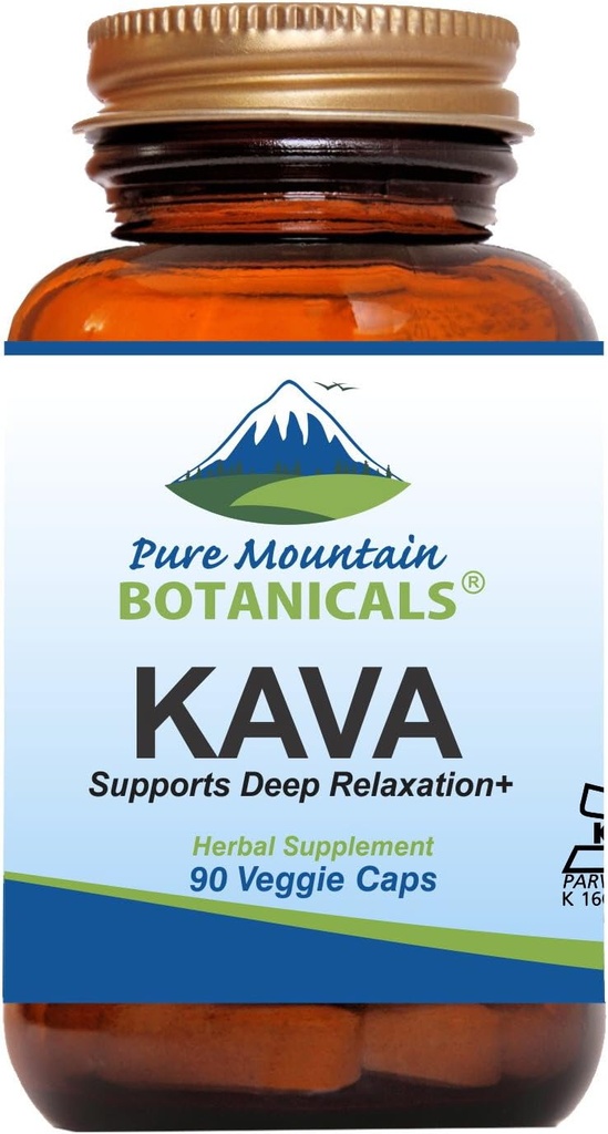 Botánicos de Montaña Pura Kava Kava Capsules - 90 Kosher Vegan Caps con 400mg Wild Vanuatu Kava Root Extract