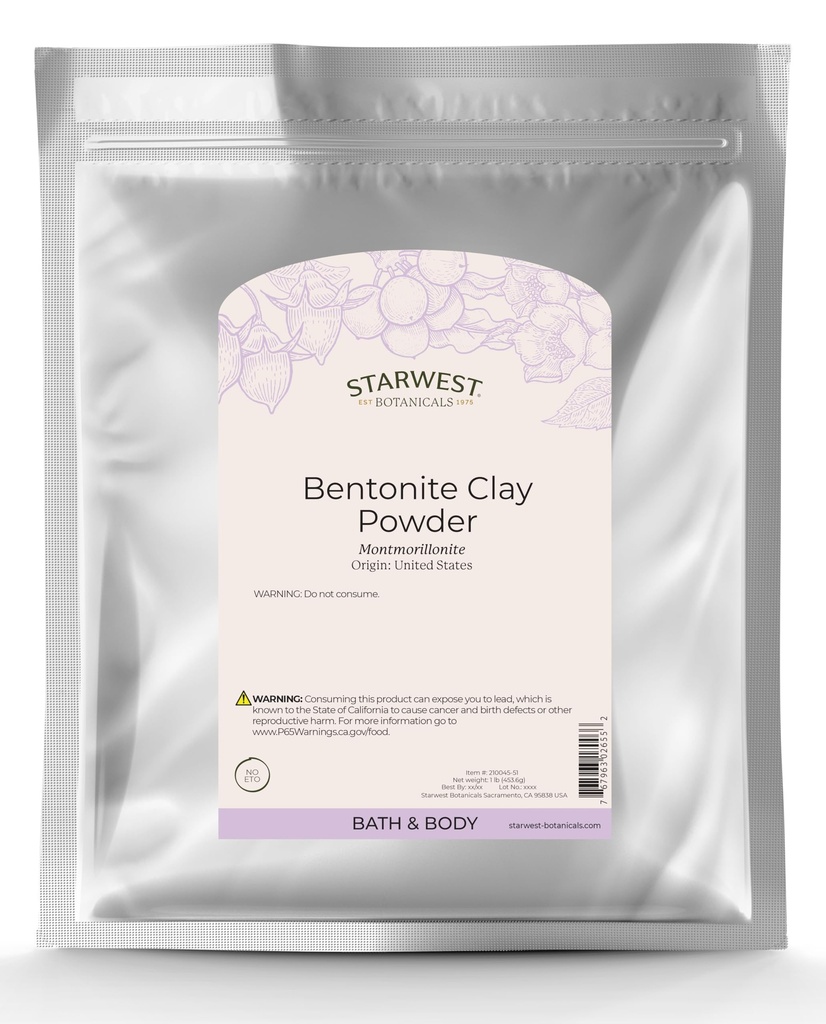 Starwest Botanicals Sodium Bentonite Clay, 1 libra
