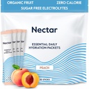 Embalajes de hidratación Nectar - Electrolitos Embalajes de polvo - Sugar Gratis > 0 Calorie - Fruto orgánico Líquido diario IV Hidrata para Alivio de Dehidratación & Rehidratación Rápida (Peach 30 Pack)