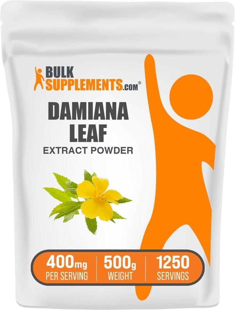 BulkSupplements.com Damiana Extract Powder - Suplemento Damiana, Suplemento Herbal - Vegan & Gluten Gratis, 400 mg por Serving, 500g (1.1 libras) (Pack of 1)