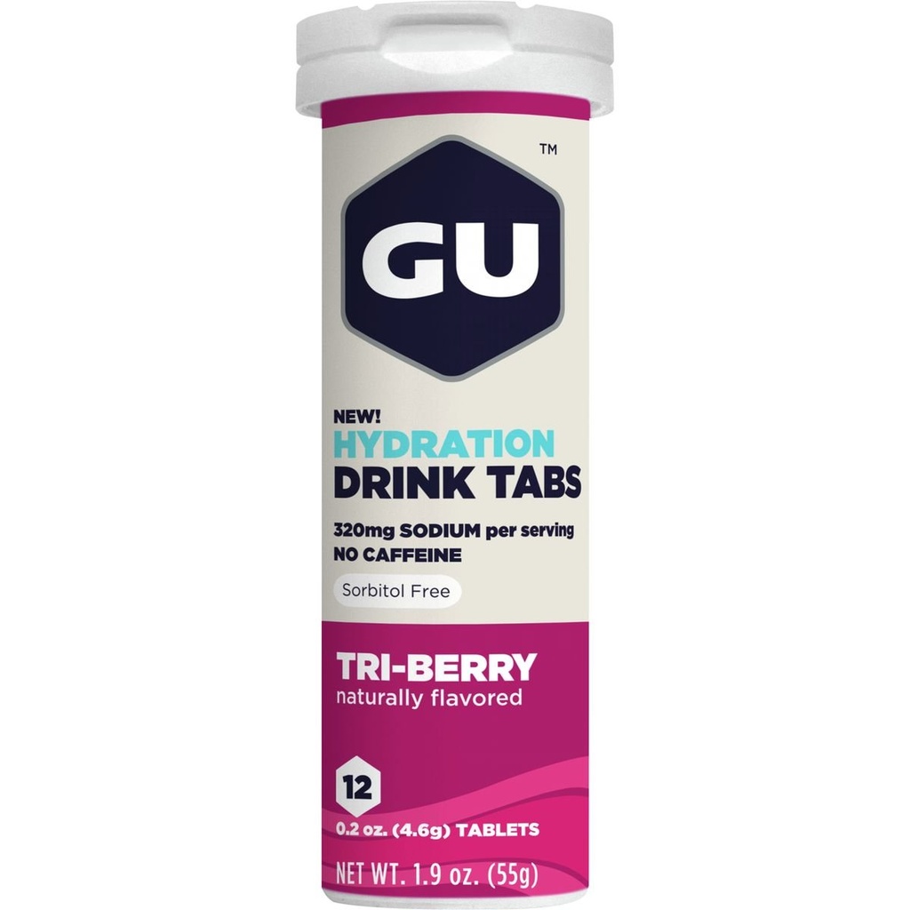 GU Hydration Drink Tabs, Tri-Berry, 8 Cajas de 8 Cuenta