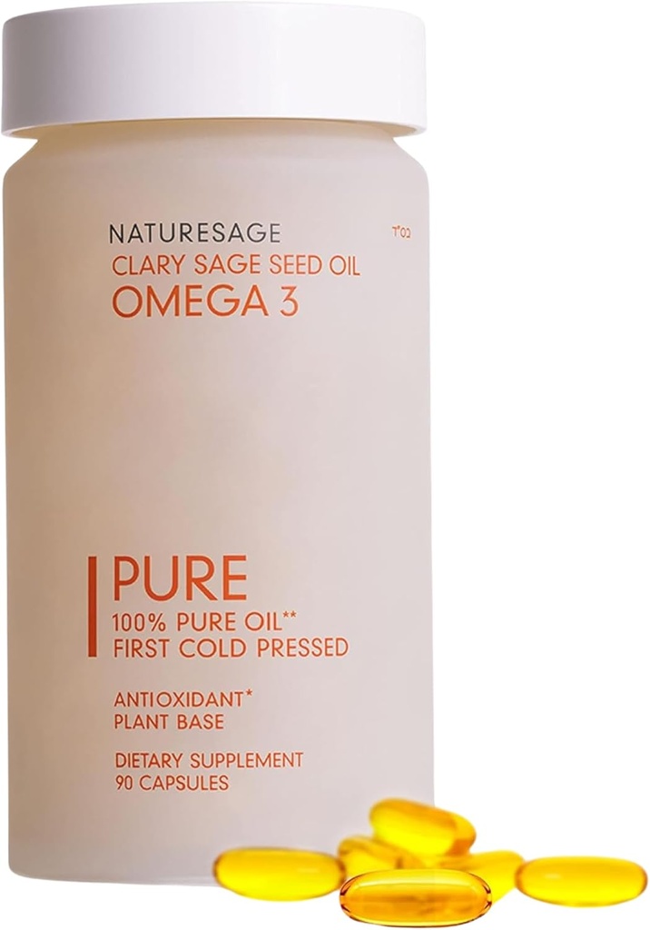 Vegan Omega 3 cápsulas Suplemento, Planta-Basada Omega 3 Fish Oil Alternativa, 90 cápsulas – Cold Presionado por Clary Sage Seed – Kosher - Omega 3 ácido graso Suplemento