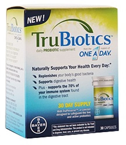 TruBiotics Daily Probiotic, 30 Capsules - Gluten Free, Soy Free Digestive + Immune Health Support Suplemento para Hombres y Mujeres (Pack of 2)