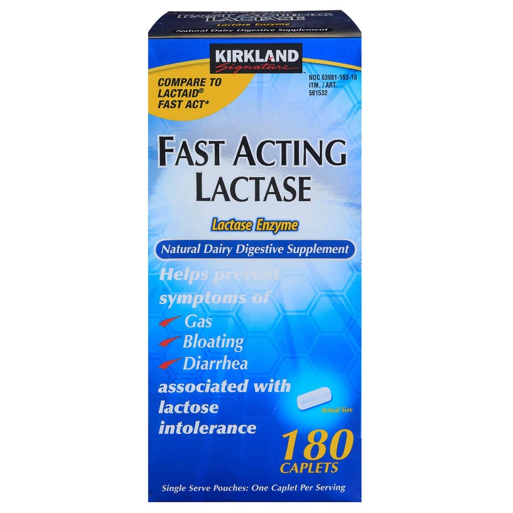 Kirkland Firma Fast Acting Lactase Enzyme 180 Conde