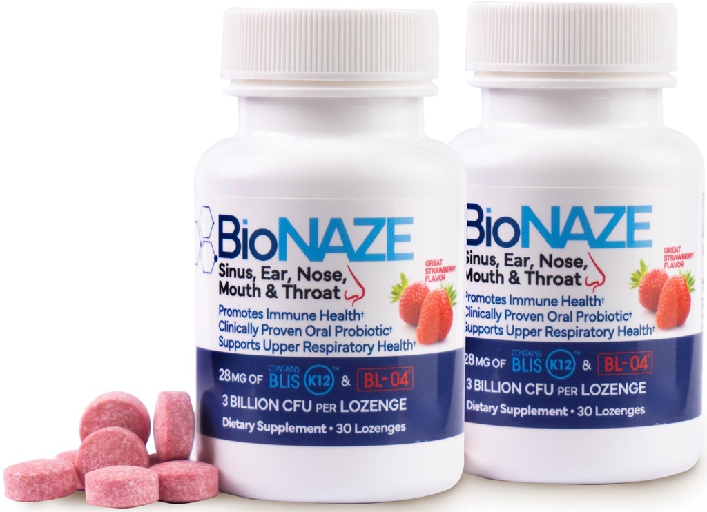 Oral Probiotic BLIS K12 &amp; BL-04 for Sinus, Tonsil Stones, Bad Breath, Post Nasal Drip, Throat & Mouth. Mejorar la salud respiratoria superior con probióticos orales clínicos (2 Pack)