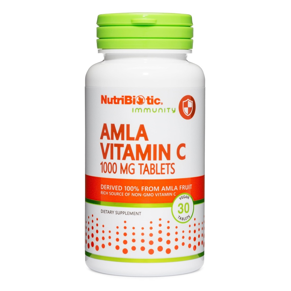 NutriBiotic Amla Vitamina C, 30 Tabs ¦ Rich Source of Non-GMO, Vitamina Natural C para Antioxidante &amp; Collagen Support ← 100% de Indian Gooseberry ← Vegan &amp; Gluten Free