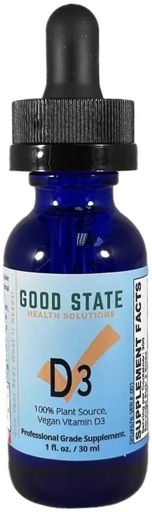 Vitamina Vegana D3 por Buen Estado tención 100% Planta Fuente de Algae ← Vegan Suplemento de Grado Profesional Silencio 1 Botella de Vidrio Fluid Ounce