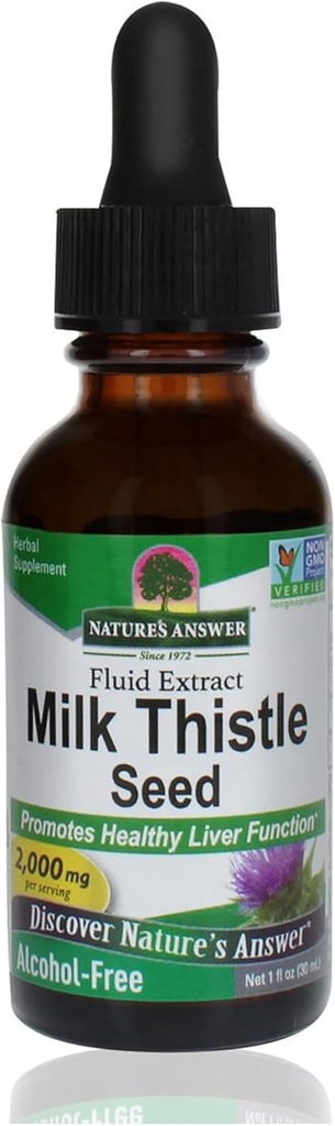 Respuesta de la naturaleza Leche libre de alcohol Thistle 1 Ounce Extract ← Soporta el sistema hepático Silencio Vegan Silencio No-GMO Silencio Gluten Gratis