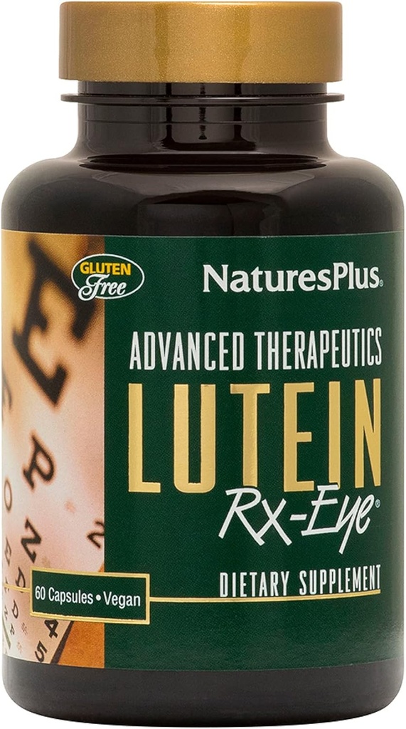 Natures Plus Advanced Therapeutics Lutein Rx-Eye - 20 mg, 60 cápsulas vegetarianas - Función del ojo Apoyo Suplemento mejorado con Zeaxanthin, Antioxidante - Gluten-Free - 20 piezas