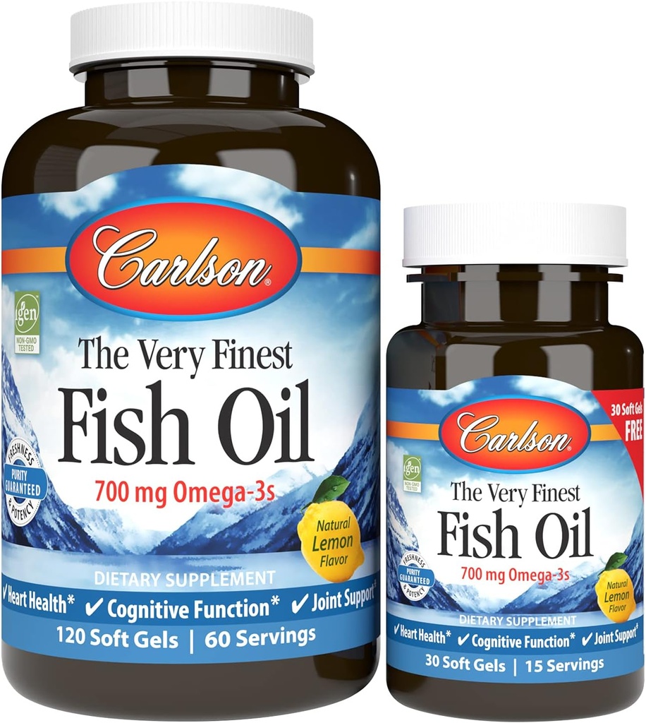 El aceite de pescado muy fino 700 Milligrams 120 + 30 Sgels gratis